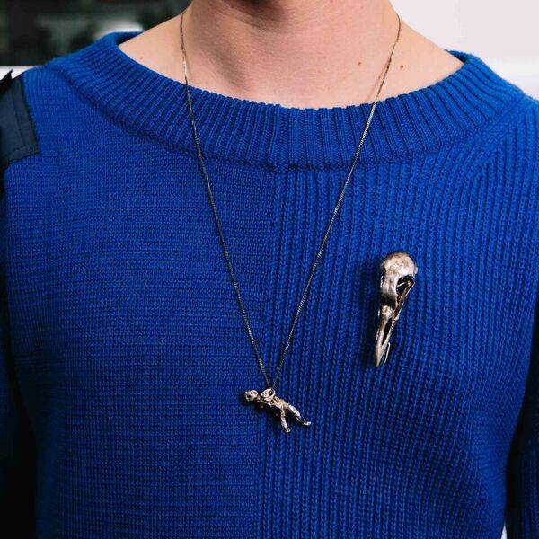 Alice Waese Silver Bird Skull Pin