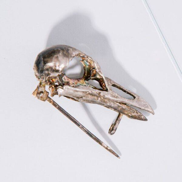Alice Waese Silver Bird Skull Pin
