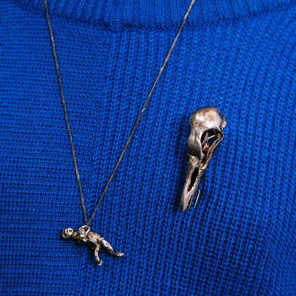 Alice Waese Silver Bird Skull Pin