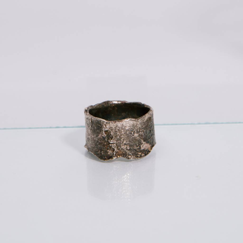 Alice Waese Silver Cut Bark Ring, Size 9