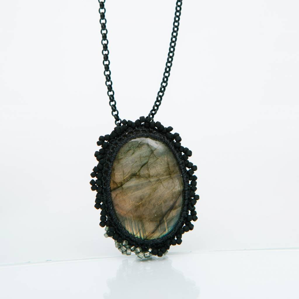 Jacki Holland Labradorite Necklace w Pewter Detail