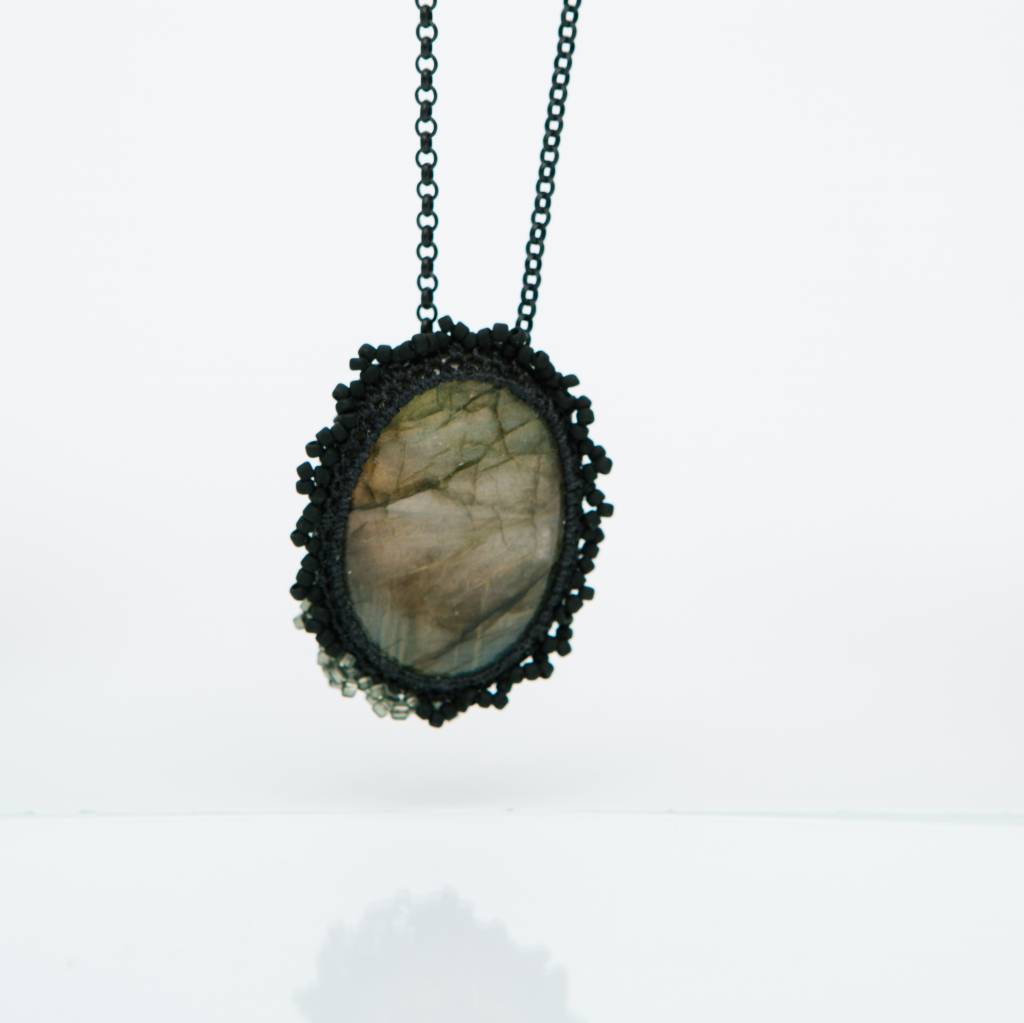 Jacki Holland Labradorite Necklace w Pewter Detail