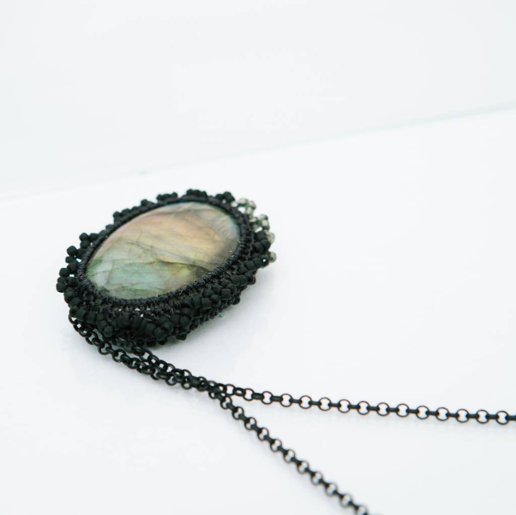 Jacki Holland Labradorite Necklace w Pewter Detail