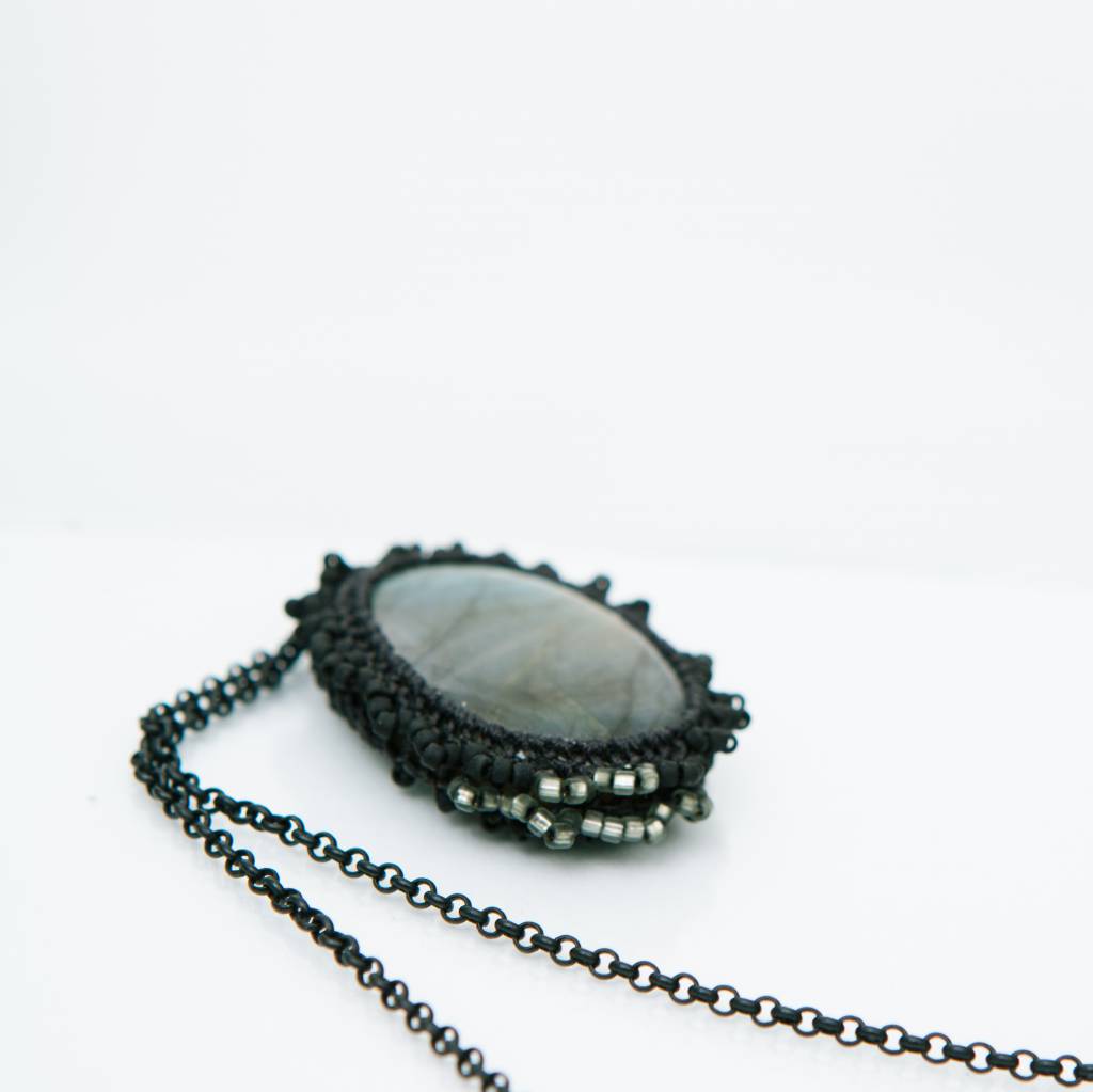 Jacki Holland Labradorite Necklace w Pewter Detail