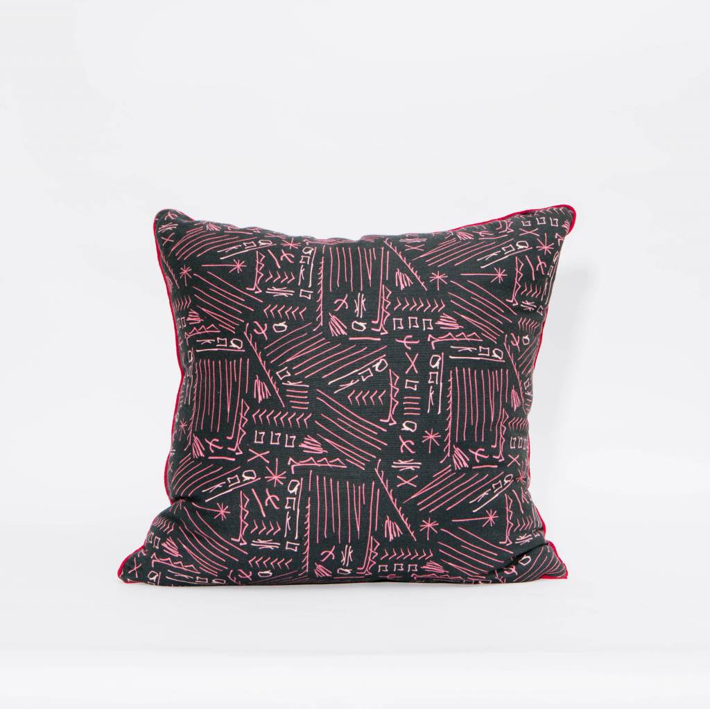 electra eggleston Cairo Pink Granite 22" Pillow with Pink Twill Piping