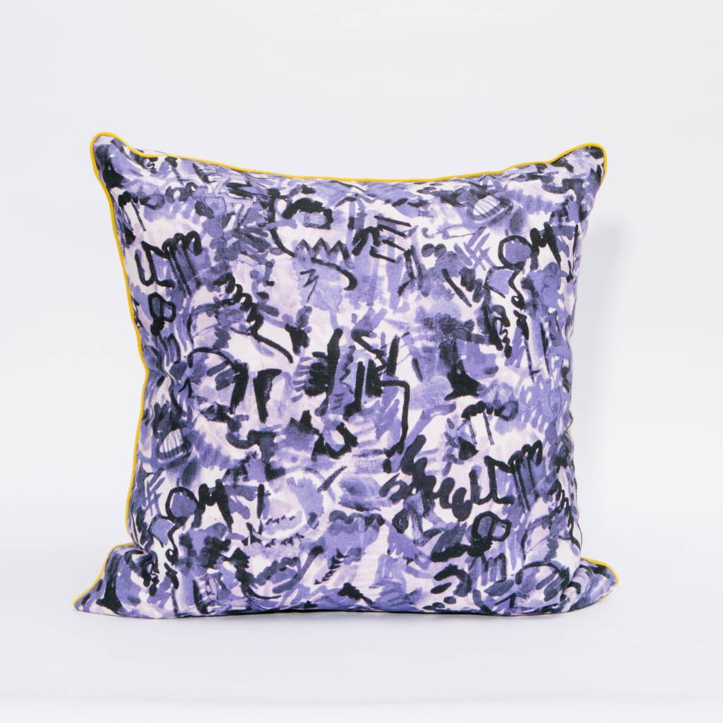 electra eggleston Berlin Spandau 22" Pillow with Yellow Piping