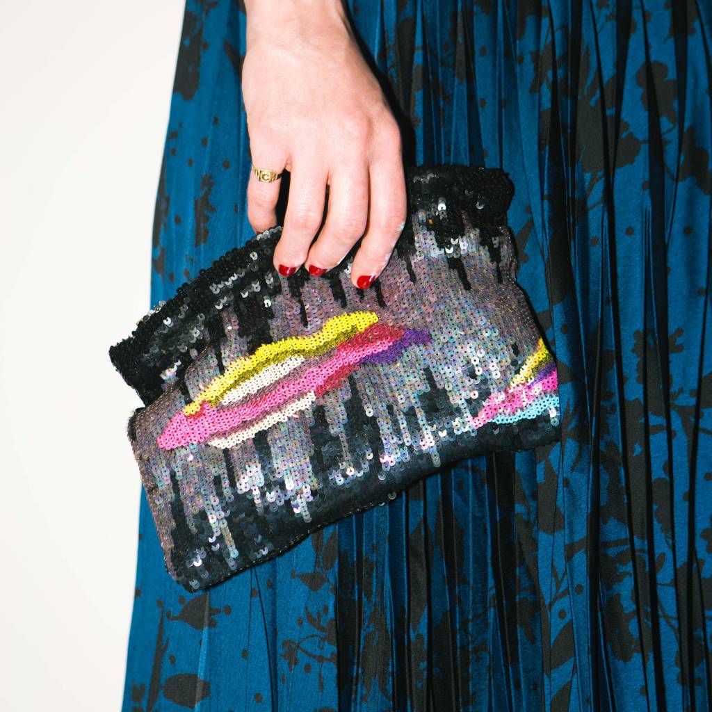 Lyell Floating Clouds Hand-Sequined Pouch