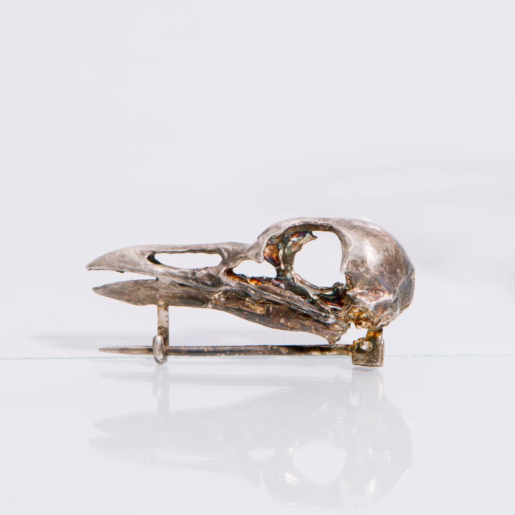 Alice Waese Silver Bird Skull Pin