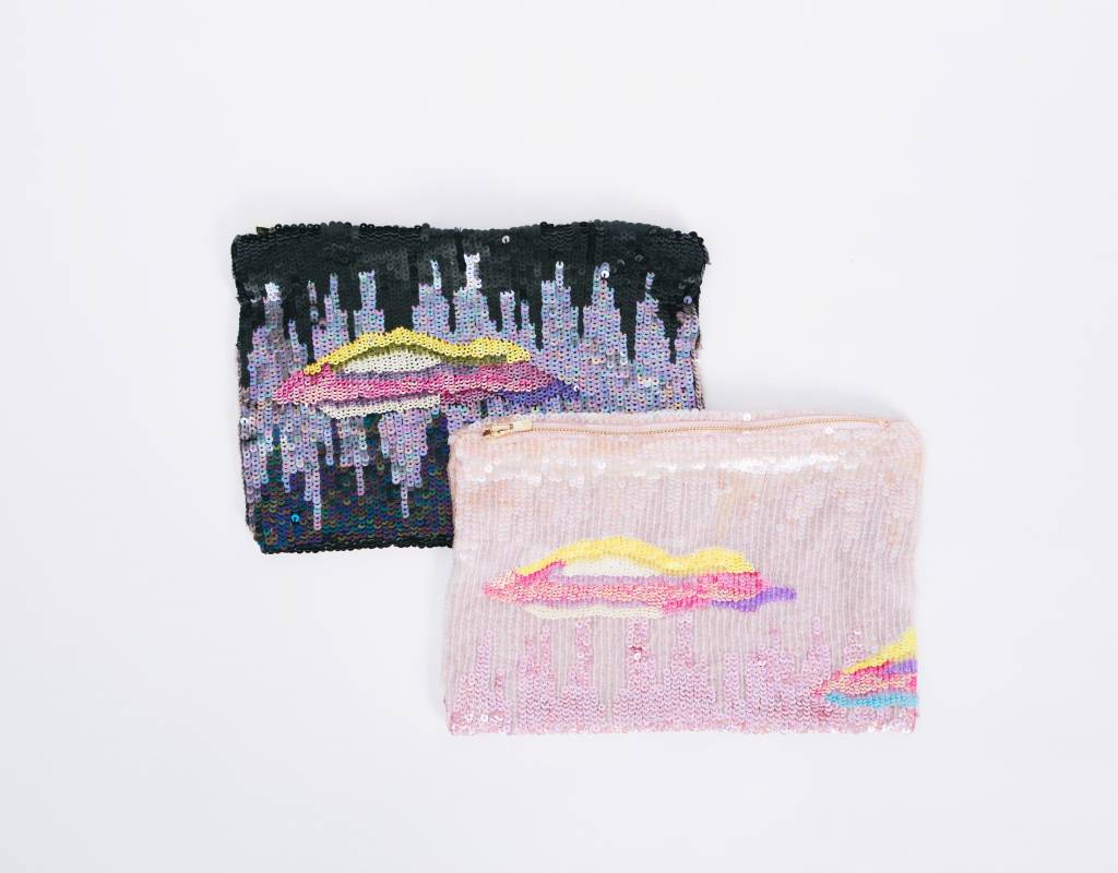 Lyell Floating Clouds Hand-Sequined Pouch