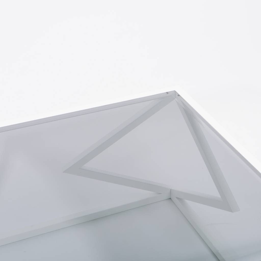 Alex Drew & No One Two Diamonds Cocktail Table, White Powder Coated Steel & Smoked Glass