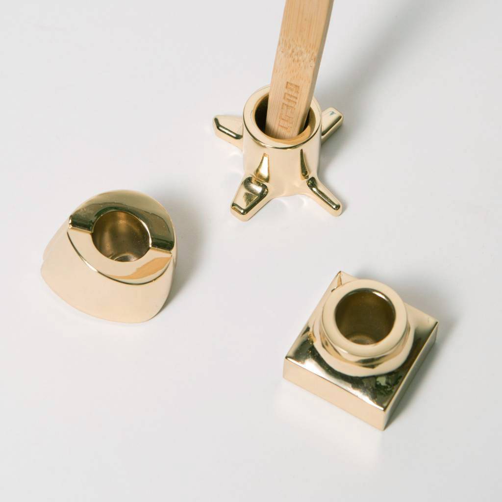 Kontextur Viktor Toothbrush/Razor Holder, set of 3, 18K Gold