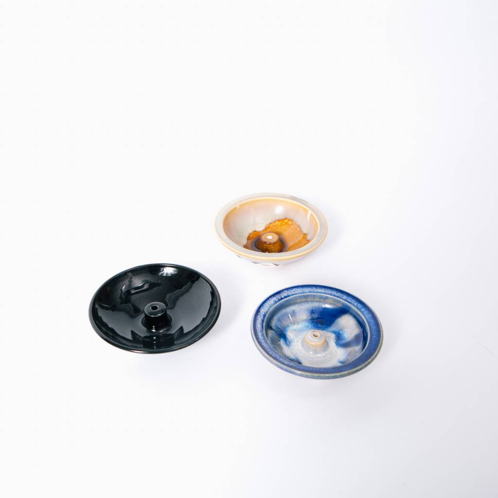 Shoyeido Ceramic Wheel Incense Burner, Obsidian