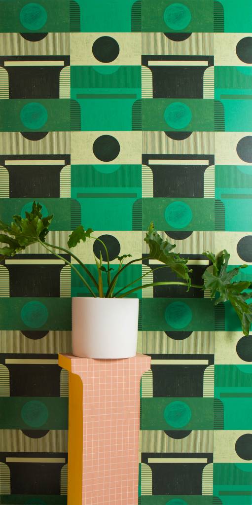 New Hat Plinth Wallpaper (27” x 30 ft. Roll) Bottle Green