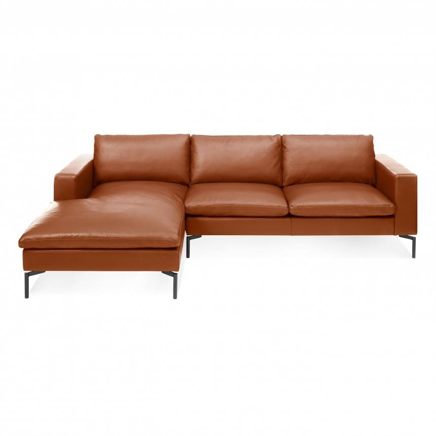 Blu Dot New Standard Sofa W/ Left Arm Chaise Leather