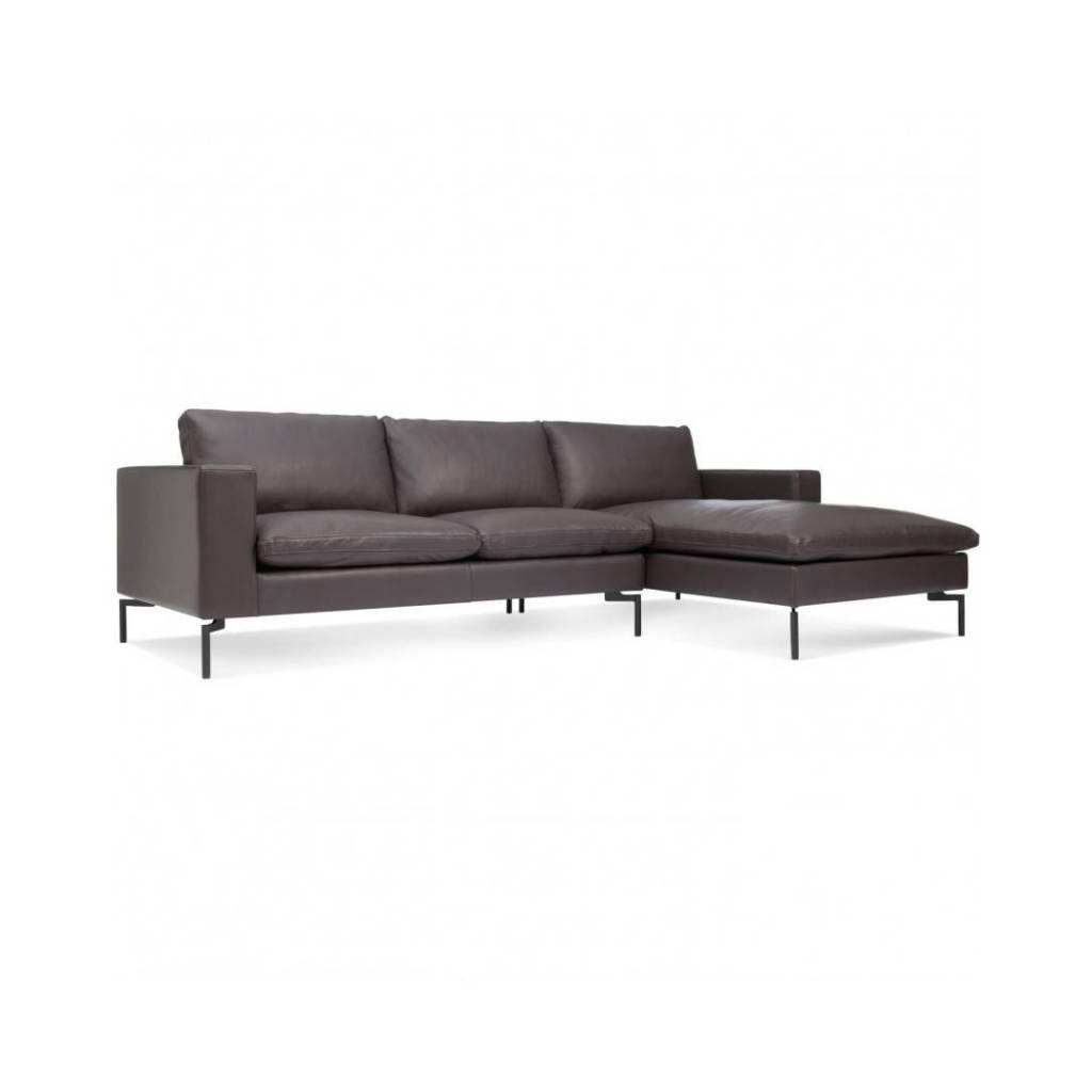 Blu Dot New Standard Sofa W/ Right Arm Chaise Leather