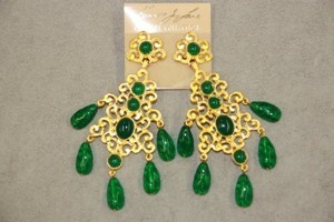 Kenneth Jay Lane Gold And Emerald Drop Filagree Clip Earrings The Kenneth Jay Lane Gold And Emerald Drop Filagree Clip Earrings