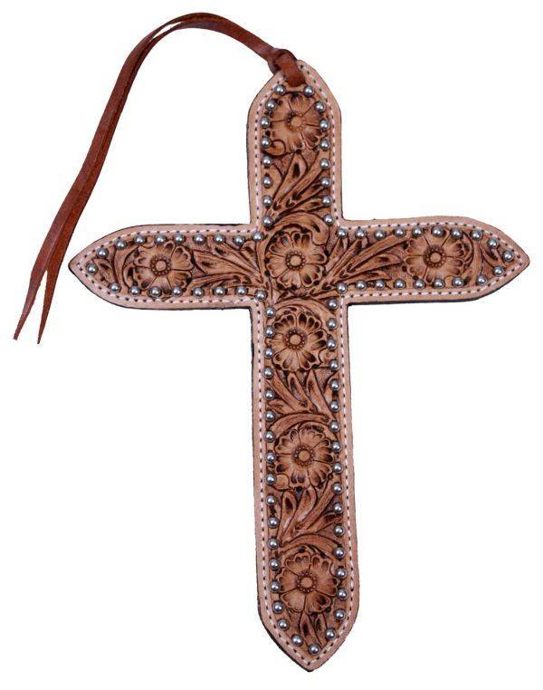 Showman Floral Tooled Leather Tie On Cross - Gass Horse Supply ...