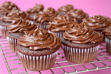 chocolate cupcakes with chocolate ganache frosting