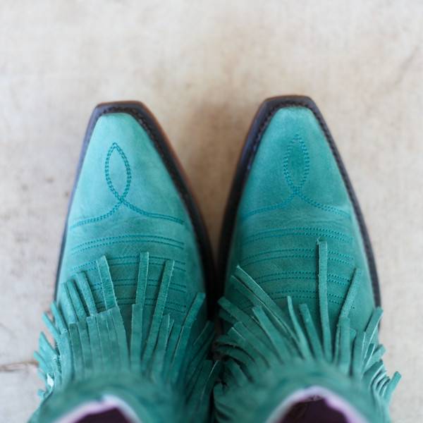 Turquoise Leather Fringe Booties | PUNCHY'S USA - PUNCHY'S