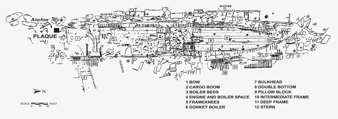 The SS Copenhagen Wreck Map