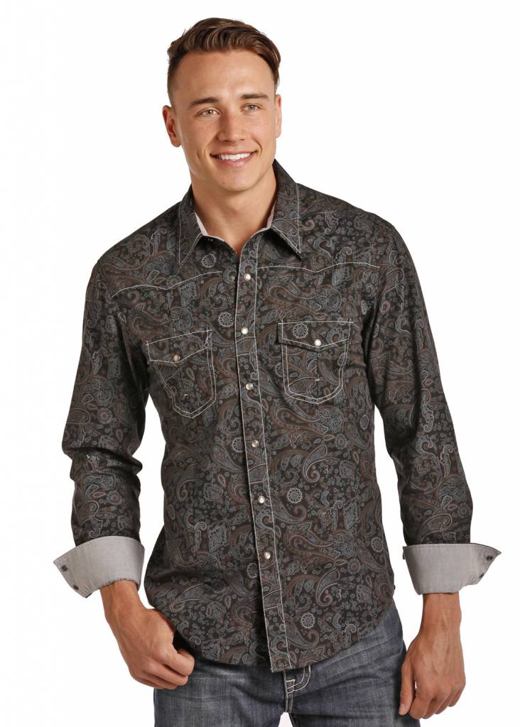 ROCK&ROLL COWBOY Men's Rock & Roll Cowboy Snap Front Shirt B2S4131 ...