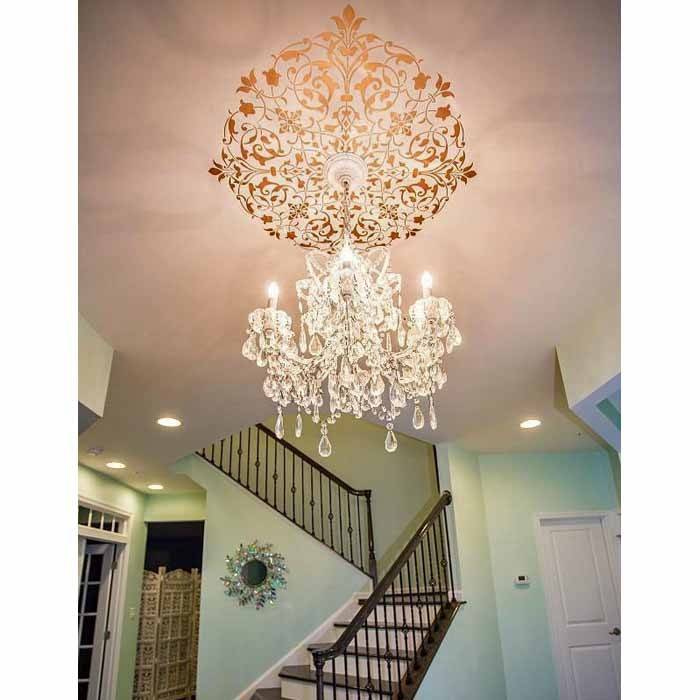 Arabesque Ceiling Medallion Stencil Chalk It Up Royal Design Studio Arabesque Ceiling Medallion Stencil