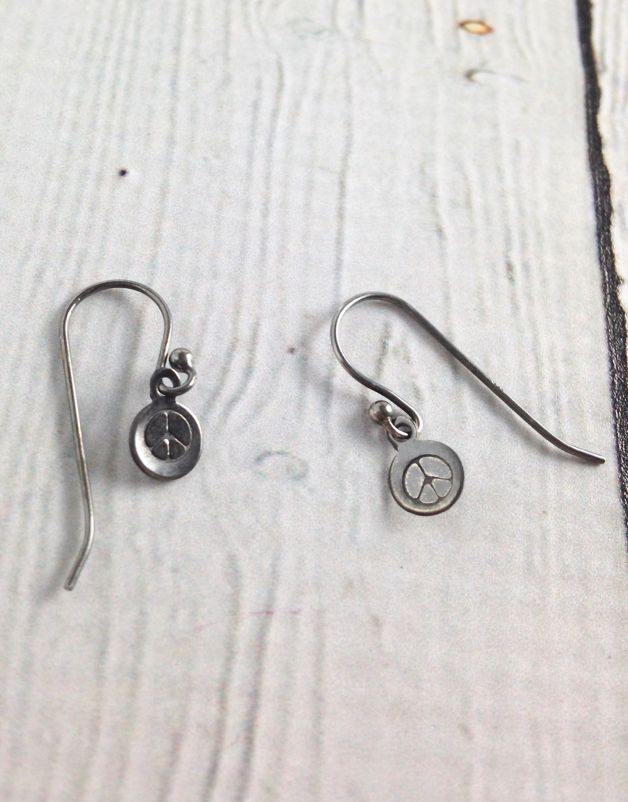 Silver Peace Sign Earrings By Evan Knox In The City Silver Peace Sign Earrings By Evan Knox