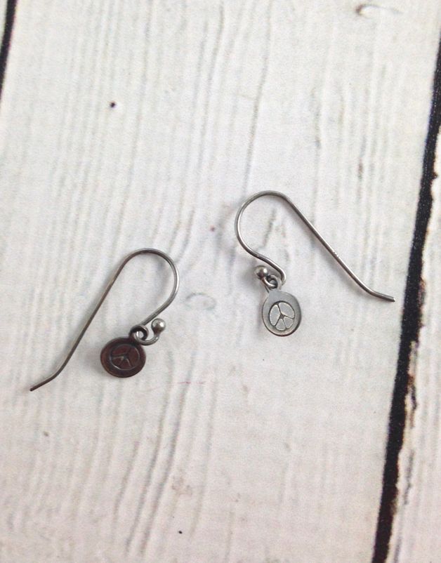 Silver Peace Sign Earrings By Evan Knox In The City Silver Peace Sign Earrings By Evan Knox