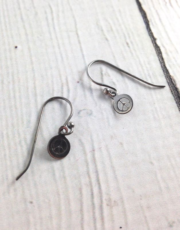 Silver Peace Sign Earrings By Evan Knox In The City Silver Peace Sign Earrings By Evan Knox