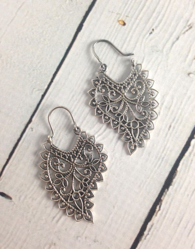 Sterling Silver Ornate Paisley Earrings In The City Sterling Silver Ornate Paisley Earrings