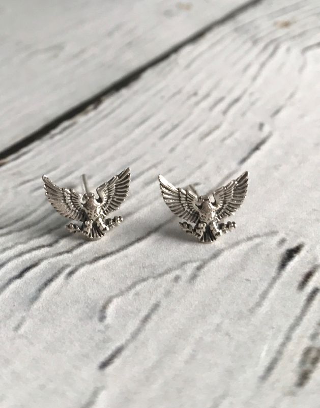 Sterling Silver Patriotic Eagle Stud Earrings Silver in the City
