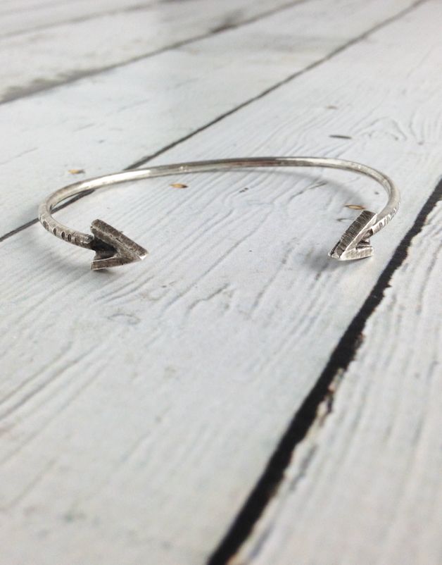 Handmade Oxidized Sterling V Bangle Bracelet Silver in the City