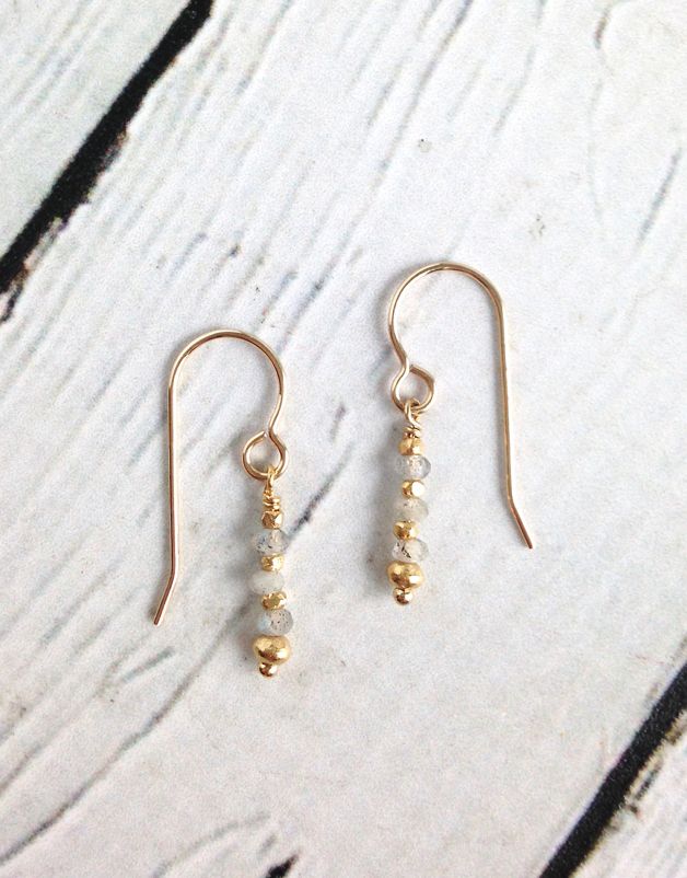 4mm Faceted Labradorite And Gold Vermeil Earrings Silver In The City 4mm Faceted Labradorite And Gold Vermeil Earrings