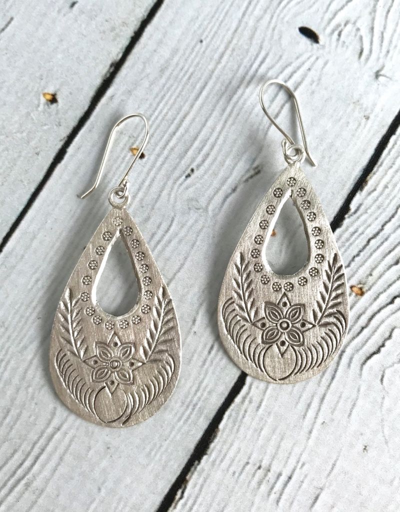 Hill Tribe Silver Large Stamped Teardrop Earrings In The City Hill Tribe Silver Large Stamped Teardrop Earrings