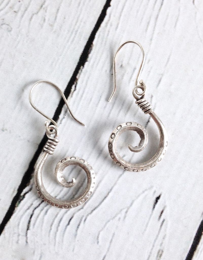 Hilltribe Silver Hook Earrings With Stamped Circles In The City Hilltribe Silver Hook Earrings With Stamped Circles