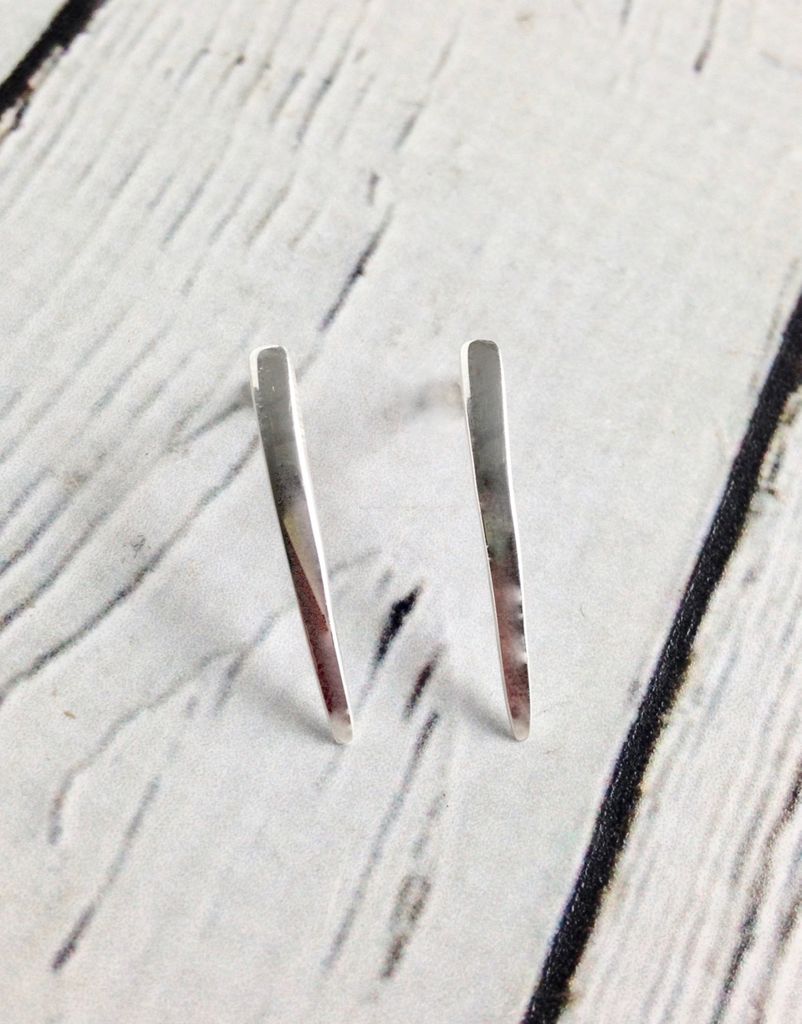 Sterling Silver Long Curved Bar Stud Earrings In The City Sterling Silver Long Curved Bar Stud Earrings