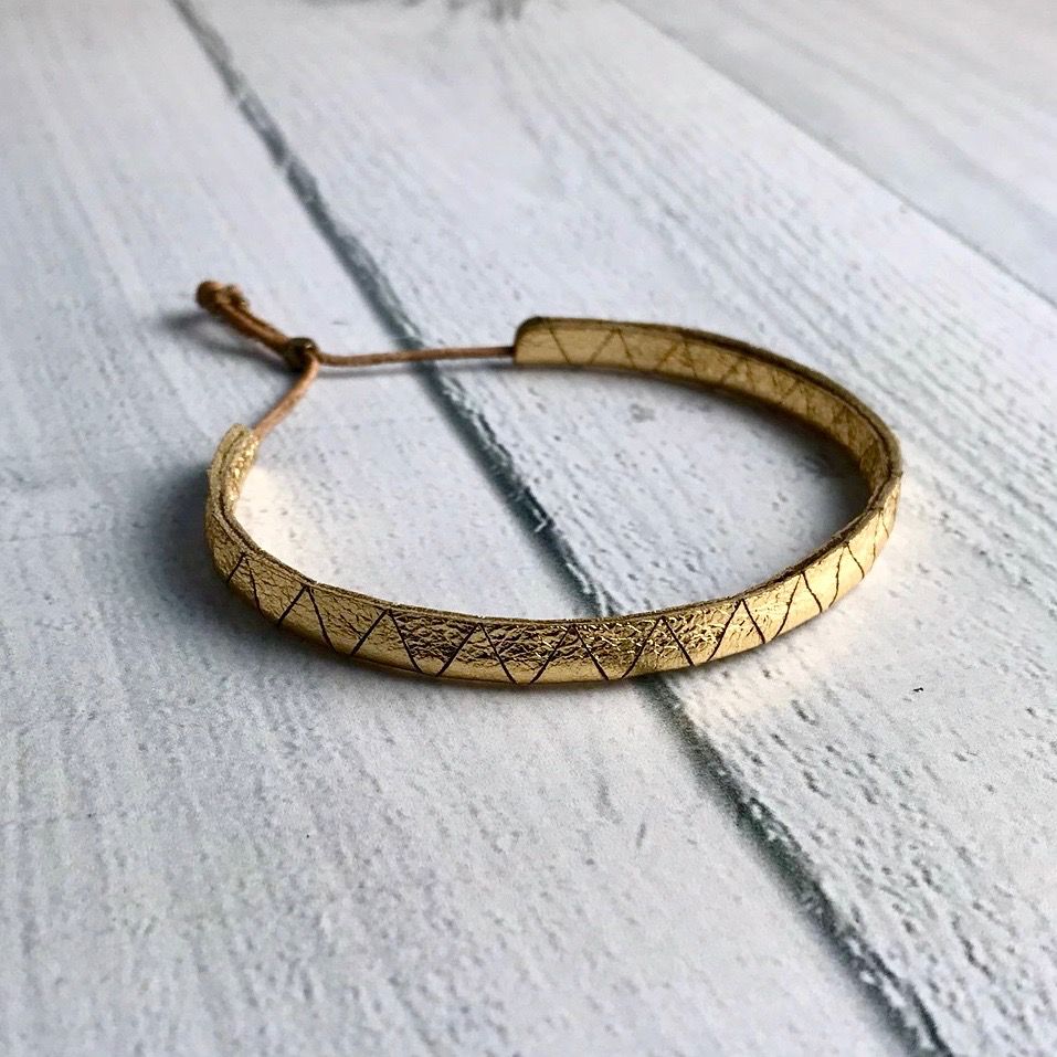 Handmade Metallic Leather Lariat Bracelet Gold Silver In The City Handmade Metallic Leather Lariat Bracelet