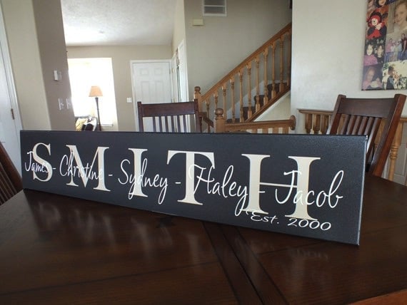 Sign Personalized Family  Name  Sign 7 x 36 Jeannine s 