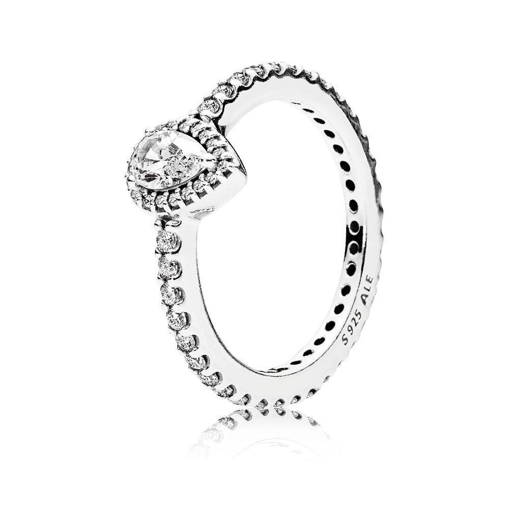 Mount Juliet PANDORA Ring, Radiant Teardrop, Clear CZ - Size 58 ...