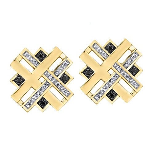 Yellow Gold Black And Clear Diamond Earrings Online In Canada Black Diamond 0 14ct
