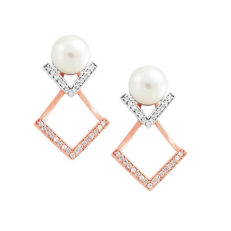Rose Gold Diamond Pearl Earrings Online In Canada Pearl Diamonds