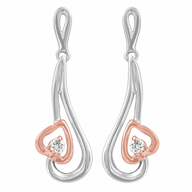 Two Tone Heart Diamond Earrings Online In Canada Boulevard White Rose Canadian