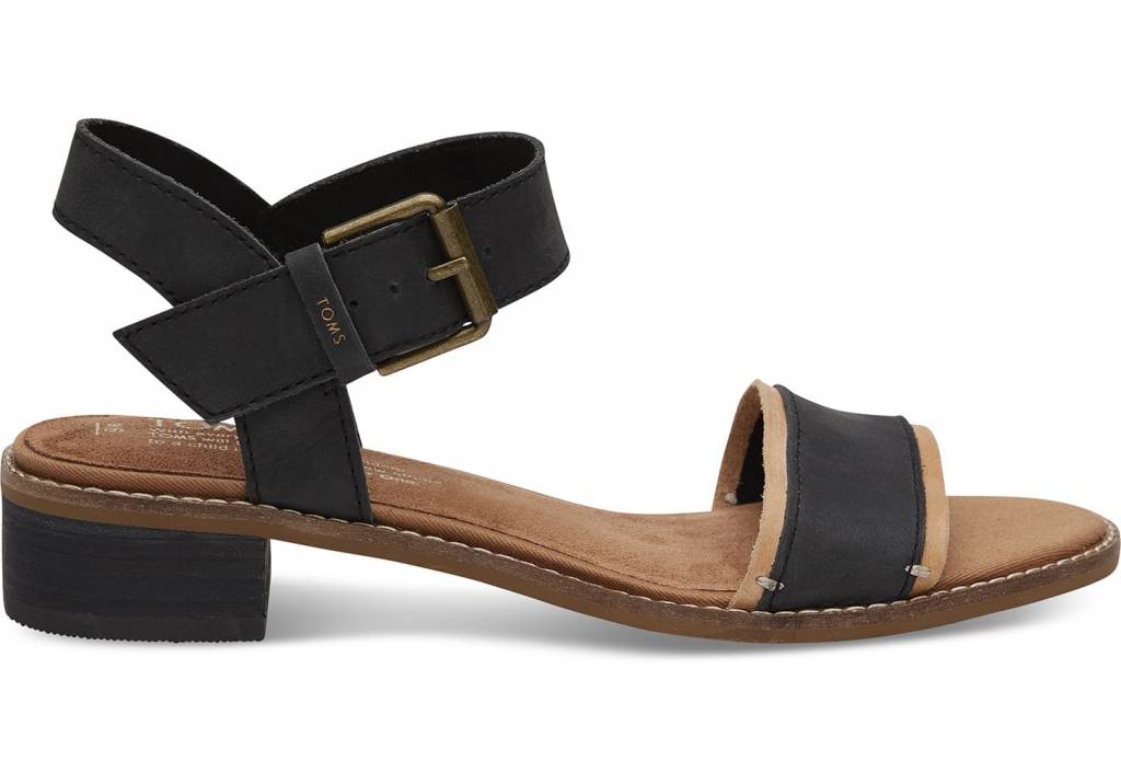 TOMS Black Leather Camilia Sandal | Out of Town Clothing - Out of Town