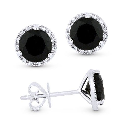 Black Onyx And Diamond Halo Earrings Freedman Jewelers Boston Madison L De11611 Black Onyx And Diamond Stud Halo Earrings