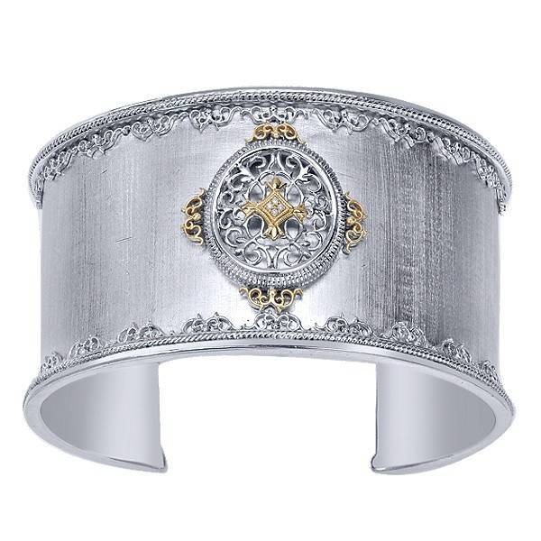 Wide Gold And Silver Cuff Bracelet Freedman Jewelers Gabriel Co Bg2620 Silver And 18kt Yellow Gold Cuff Bracelet