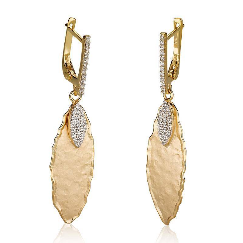 Gold Leaf Drop Earrings Freedman Jewelers I Reiss Er3071y Gold Leaf Earrings 0 35 Ct Tw