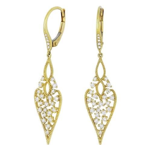 Yellow Gold Diamond Drop Leaf Earrings Freedman Jewelers Madison L E1097y Yellow Gold Intricate Diamond Leaf Earrings