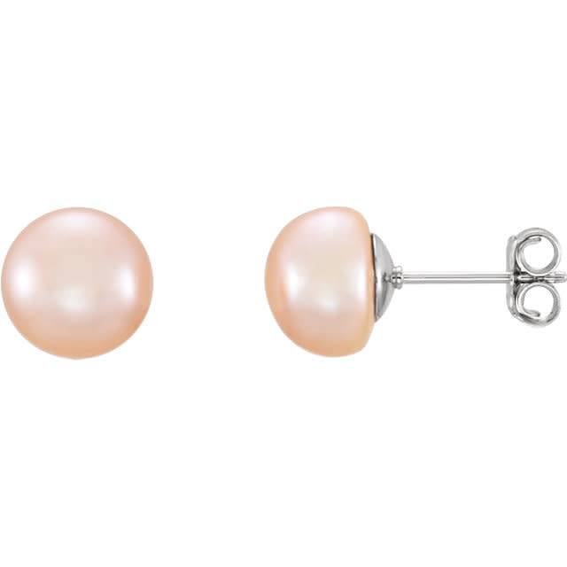 8mm 9mm Pink Freshwater Cultured Pearl Stud Earrings Freedman Stuller 8mm 9mm Pink Freshwater Cultured Pearl Stud Earrings