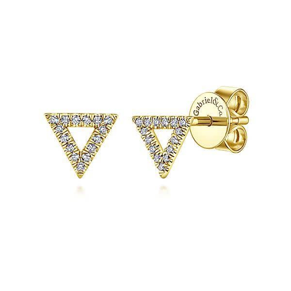 14kt Gold Triangle Diamond Stud Earrings Freedman Jewelers Gabriel Co 14kt Gold Triangle Diamond Stud Earrings