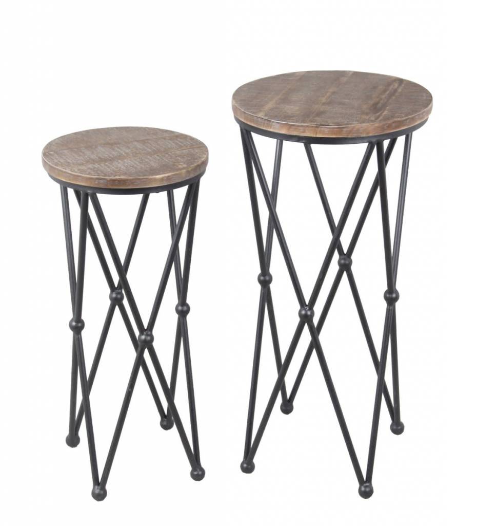 Small Round Plant Stand Wood Iron One Only Beckman S Privilege Small Round Plant Stand Wood Iron One Only